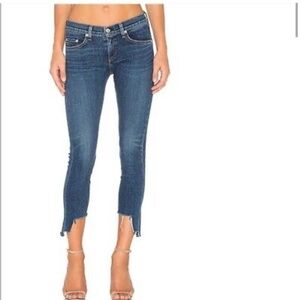 Rag & Bone Capri Denim Jeans in Hampton Ripped Hem Mid Rise Sz 30